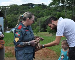 O passeio da cobra chamou a aten&ccedil;&atilde;o de crian&ccedil;as e adultos