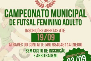 Abertas inscri&ccedil;&otilde;es para o Municipal de Futsal Feminino