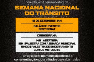 Programa&ccedil;&atilde;o da Semana Nacional do Tr&acirc;nsito inicia nesta quinta-feira