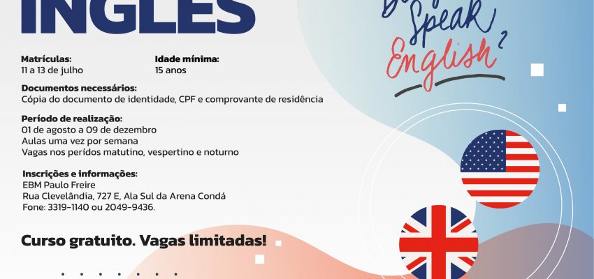 Curso básico de inglês é ofertado pela Secretaria de Educação