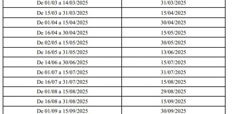 Secretaria da Fazenda divulga calend&aacute;rio de pagamentos 2025 para fornecedores 
